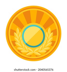Illustration of gold medal. Award for sports or corporate competitions.