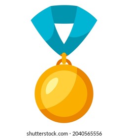 Illustration of gold medal. Award for sports or corporate competitions.