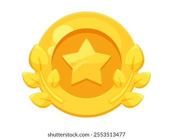 Illustration of a gold medal with a laurel wreath