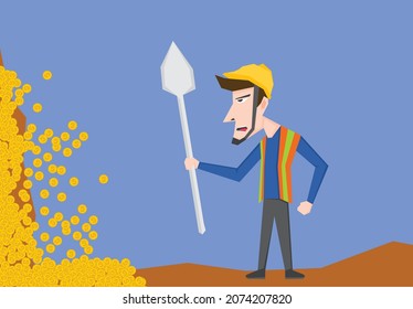 An illustration of a gold miner, ready to mining some gold