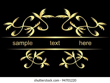 illustration of the gold pattern for the text on a isolated black background