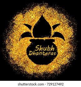 illustration of Gold pot for Dhanteras celebration on Happy Dussehra light festival of India background