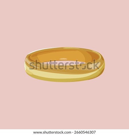 Illustration of a gold ring on a pink background. Gold ring shines brightly. Simple gold ring design. Elegant gold ring illustration. Aesthetic vector illustration.
