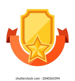 Illustration of gold shield. Award for sports or corporate competitions.