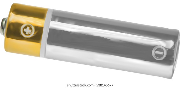 illustration with gold and silver battery isolated on white background