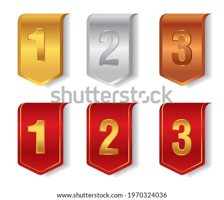 Illustration of gold, silver, bronze and first, second, third championship label
