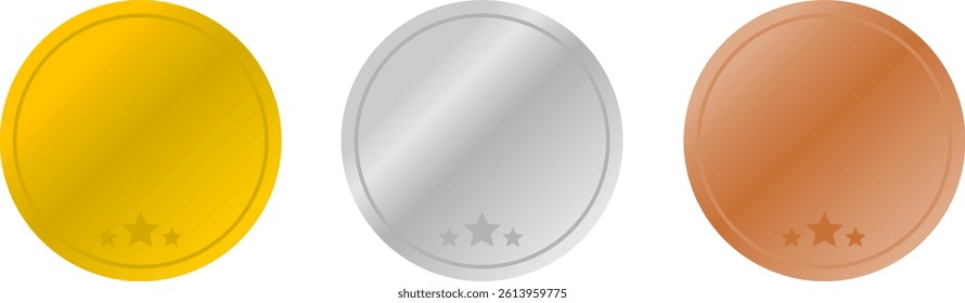 Illustration of gold, silver and bronze medals. Medals vector cartoon. Can be used for award celebration and prize