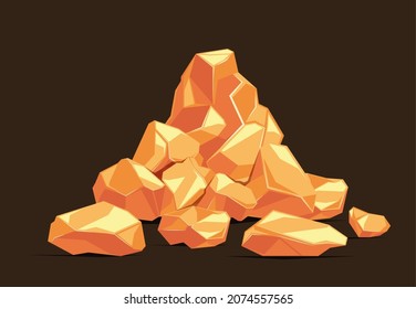 Ilustración piedras de oro, material brillante rico dorado