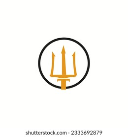 Ilustración de tridente de oro rey circular de Poseidon Vector ilustración