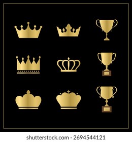 Ilustración de un trofeo de oro y corona.