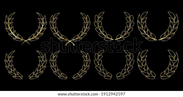 Illustration with\
gold wreaths on black background. Holiday vector illustration.\
Christmas banner. Stock image. EPS\
10.