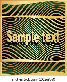 illustration gold(en) abstract background to technologies with wave on green