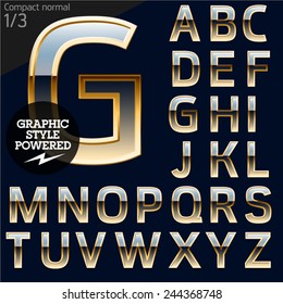 Illustration of golden alphabet. Compact. File contains graphic styles available in Illustrator. Set 3