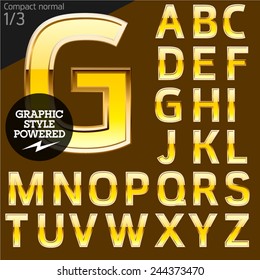 Illustration of golden alphabet. Compact normal. File contains graphic styles available in Illustrator. Set 1