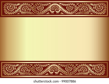 illustration gold(en) background with band of the vegetable pattern