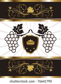Illustration golden background with grapevine - vector