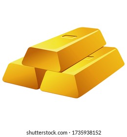 illustration of the golden bars on the white background