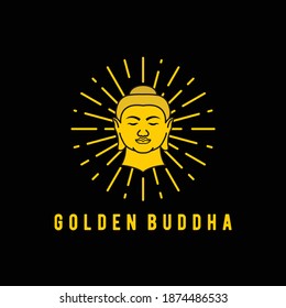 Illustration golden Buddha head shining bright logo vector design