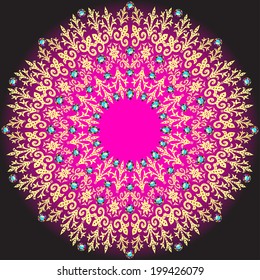 illustration golden circular pattern on a dark background socket