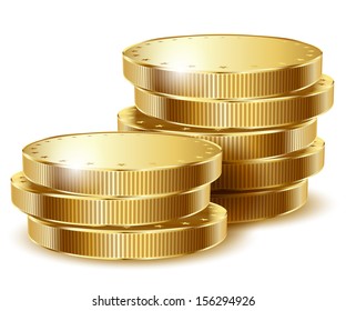 illustration of golden coins isolated on a white background. Vector EPS10.