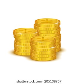 illustration of golden coins isolated on a white background