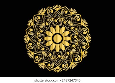 Illustration golden color mandala in adobe