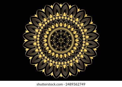 Illustration Golden Color Mandala in Adobe