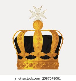 Illustration of a golden crown with intricate details. The crown features a star on top.