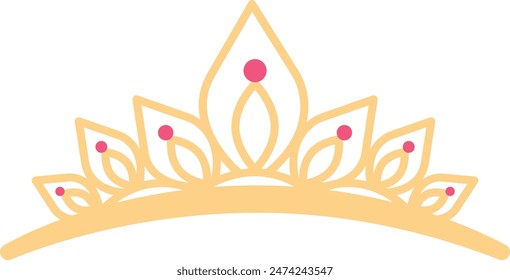 Illustration of Golden Crown. Isolated Vector in Flat Style.