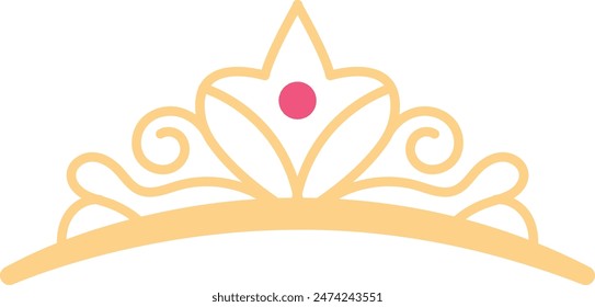 Illustration of Golden Crown. Isolated Vector in Flat Style.
