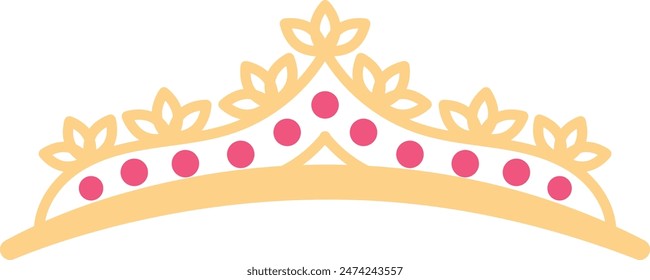 Illustration of Golden Crown. Isolated Vector in Flat Style.
