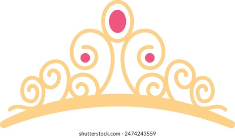 Illustration of Golden Crown. Isolated Vector in Flat Style.
