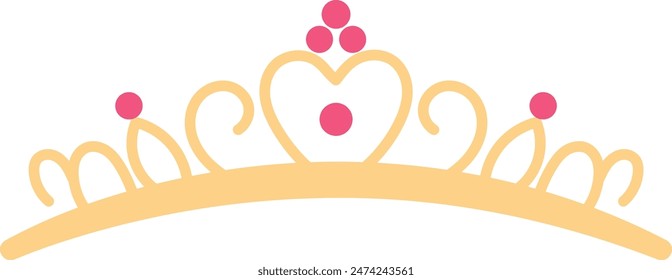 Illustration of Golden Crown. Isolated Vector in Flat Style.