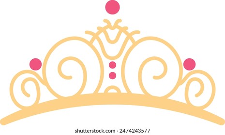 Illustration of Golden Crown. Isolated Vector in Flat Style.