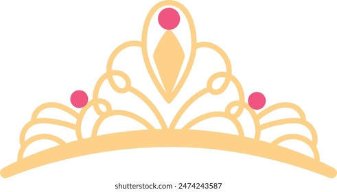 Illustration of Golden Crown. Isolated Vector in Flat Style.