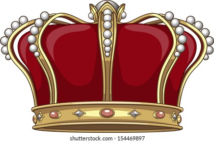 Illustration: a golden crown with jewels and pearls