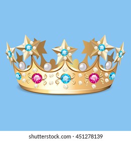 Illustration of a golden crown with pearls. Crown as a design element or a logo, soots iiruetsya with the reliability and stability of the company