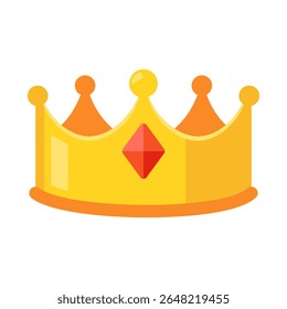 Illustration of a golden crown with a red gemstone, ideal for themes of royalty, luxury, and celebration.