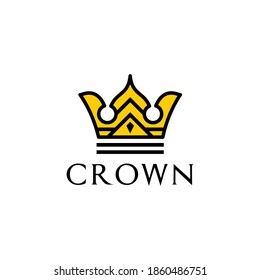 Illustration golden crown simple and luxury logo design vector