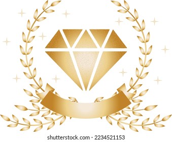 Illustration of a golden diamond and laurel wreath frame