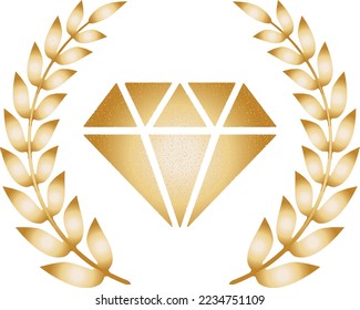 Illustration of a golden diamond and laurel wreath frame