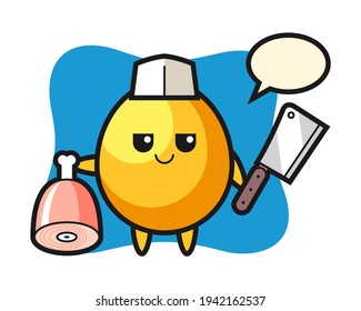 Illustration of golden egg character as a butcher