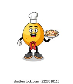 Illustration of golden egg as an italian chef , character design