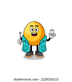 Illustration of golden egg mascot as a dentist , character design