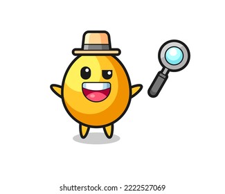 illustration of the golden egg mascot as a detective who manages to solve a case , cute style design for t shirt, sticker, logo element