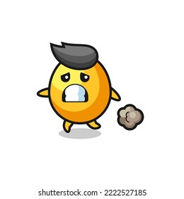 illustration of the golden egg running in fear , cute style design for t shirt, sticker, logo element