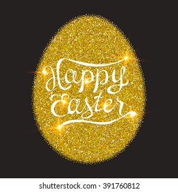 Illustration of golden eggs on the isolated black background. Golden Easter egg. Easter Card. Vector illustration