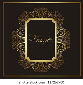 Illustration of golden frame of arabesques. vector illustration