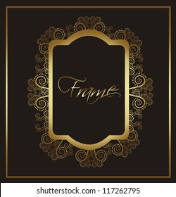 Illustration of golden frame of arabesques. vector illustration