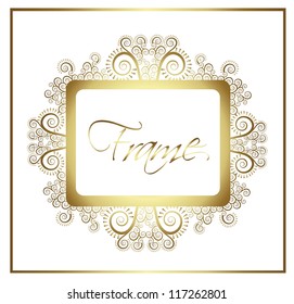 Illustration of golden frame of arabesques. vector illustration
